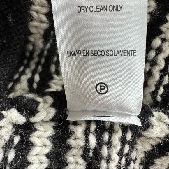 Sam Edelman cardigan Sweater size S Wool Alpaca Blend black & white pockets warm - Picture 5 of 11